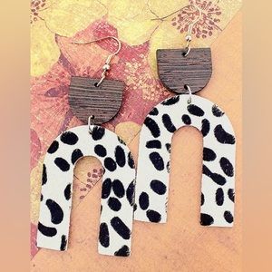 Black cow geo earrings